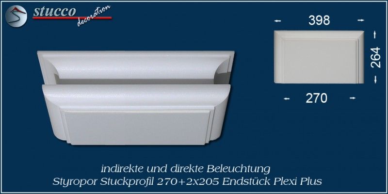 Endstück für direkte und indirekte Beleuchtung München 270+2x205 PLEXI PLUS
