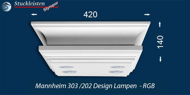 Design Stucklampe Mannheim 303/202 mit warmweißen LED Spots und RGB LED Strip