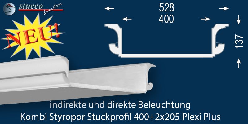 LED Leiste für Kombi Beleuchtung München 400+2x205 PLEXI PLUS