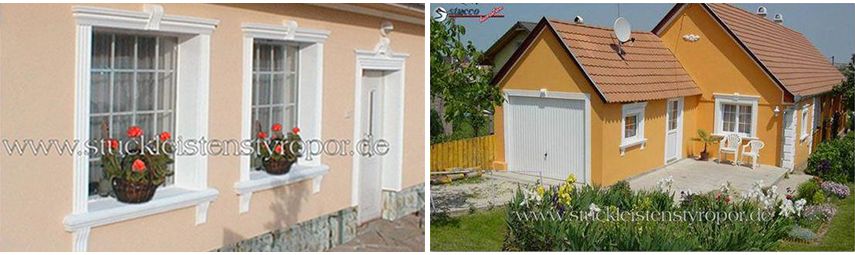 Fassadenprofile und Zierleisten zur Fassadendekoration | Fassadengestaltung mit beschichtetem Styroporstuck