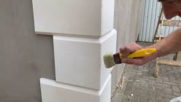 verdünnte Beschichtungsmasse mit Pinsel auf Stöße auftragen verdünnte Beschichtungsmasse mit Pinsel auf Stöße auftragen