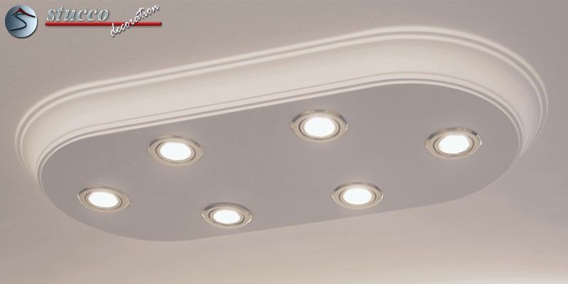 Design Stucklampe aus Zierleisten mit LED Spotlampen Bayern 10/1000x500-3