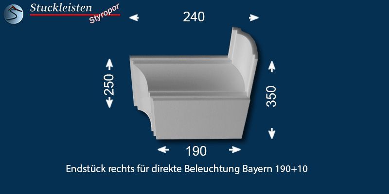 Endstück rechts für direkte Beleuchtung Bayern 190+10