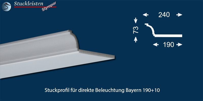 Stuckprofil für direkte Beleuchtung Bayern 190+10