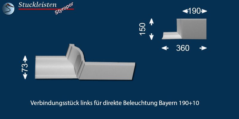 Verbindungsstück links für direkte Beleuchtung Bayern 190+10