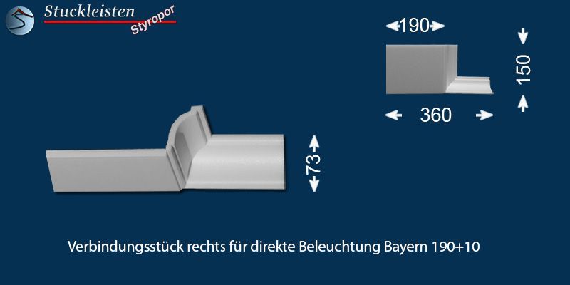 Verbindungsstück rechts für direkte Beleuchtung Bayern 190+10