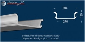 U-förmige Stuckleiste Essen 270+2x202 für direkte indirekte Beleuchtung