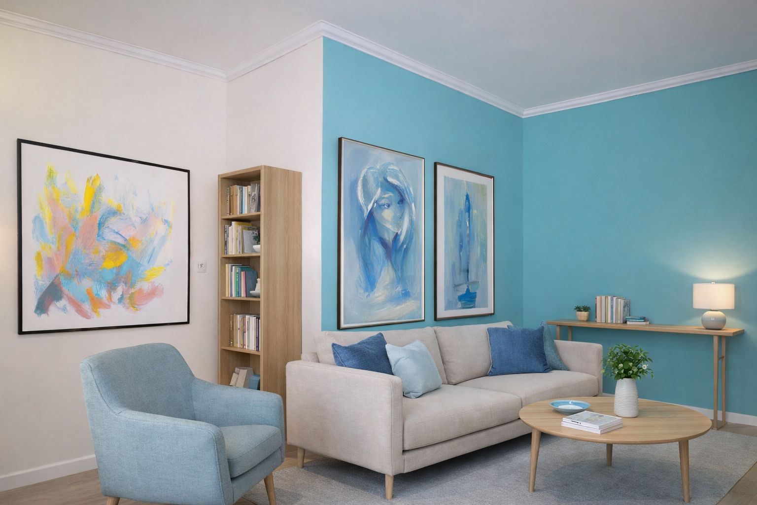 Stuckleisten in einem modernen Wohnzimmer