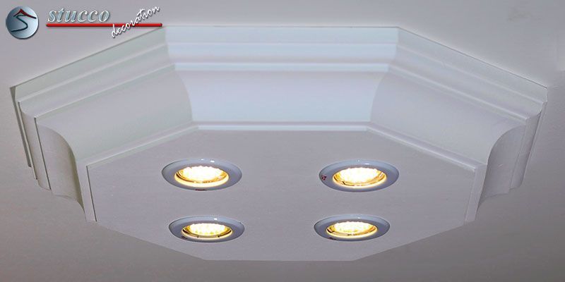 LED Deckenbeleuchtung Trier 14/500x500-2 Design Lampe mit Stuck und LED Spots