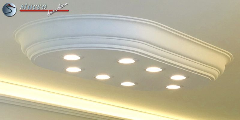 LED Deckenbeleuchtung Düren 21/1000x500-3 Design Lampen mit Stuck und LED Spot