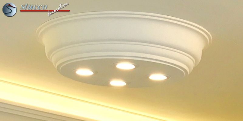LED Deckenbeleuchtung Düren 21/500x500-3 Design Lampen mit Stuck und LED Spot