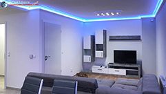LED Stuckleisten Styropor und LED Streifen RGB für den minimalistischen Stil