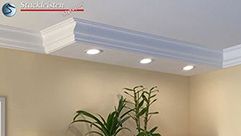 LED Stuckleisten als abgehängte Decke mit LED Spots im modernen Stil