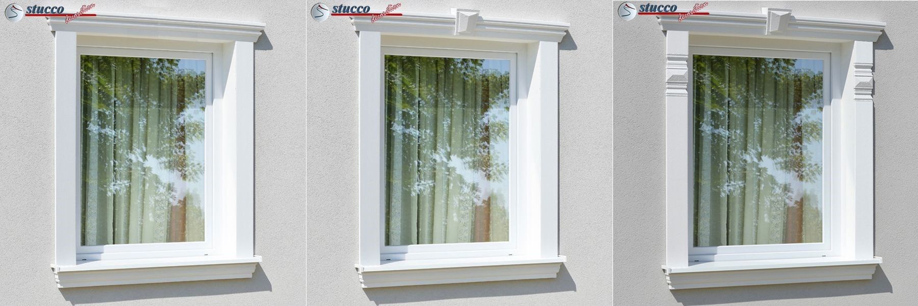 Beschichteter Fensterstuck Styropor mit und ohne Ziersteine