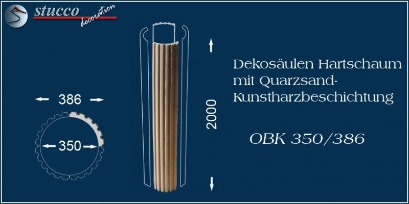 Kannelierte Dekosäulen aus Hartschaum mit Beschichtung OBK 350/386