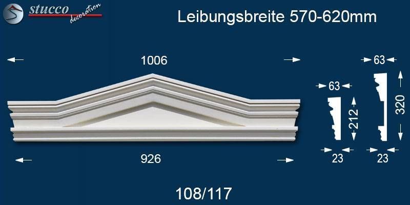 Beschichtete Außenstuck Dreieckbekrönung Dortmund 108/117 570-620 Beschichtete Außenstuck Dreieckbekrönung Dortmund 108/117 570-620