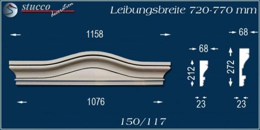 Beschichteter Fassadenstuck Bogengiebel Potsdam 150/117 720-770