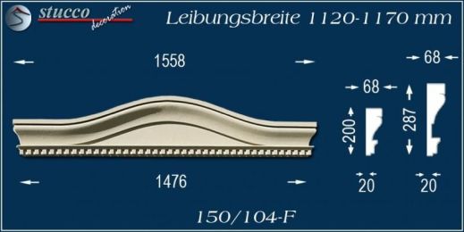 Beschichteter Fassadenstuck Bogengiebel Passau 150/104F 1120-1170