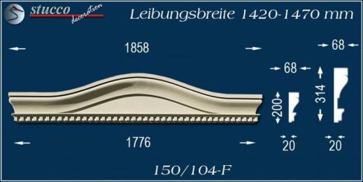 Beschichteter Fassadenstuck Bogengiebel Passau 150/104-F 1420-1470