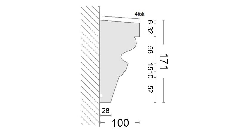 Querschnittzeichnung vom Stuckprofil Ostbayern 163