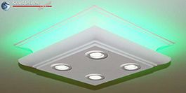 Design Stucklampe Augsburg 304/205 mit warmweißen LED Spots und mehrfarbigem RGB Strip Design Stucklampe Augsburg 304/205 mit warmweißen LED Spots und mehrfarbigem RGB Strip