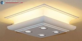 Design Stucklampe Augsburg 304/205 mit warmweißen LED Spots und warmweißem LED Strip Design Stucklampe Augsburg 304/205 mit warmweißen LED Spots und warmweißem LED Strip