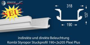 LED Leiste für Kombi Beleuchtung München 190+2x205 PLEXI PLUS
