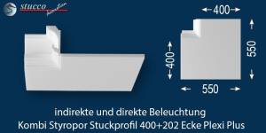Äußeres Eckelement LED Profil 400+202 PLEXI PLUS Äußeres Eckelement LED Profil 400+202 PLEXI PLUS