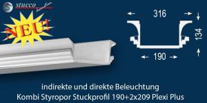 U-Profil für Kombi Beleuchtung Dortmund 190+2x209 PLEXI PLUS U-Profil für Kombi Beleuchtung Dortmund 190+2x209 PLEXI PLUS