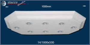 LED Deckenlampe Trier 14/1000x500-2 mit Stuck und LED Spotlampen LED Deckenlampe Trier 14/1000x500-2 mit Stuck und LED Spotlampen