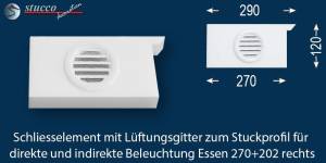 Schließelement rechts mit Lüftung zum L-Profil 270+202 Schließelement rechts mit Lüftung zum L-Profil 270+202