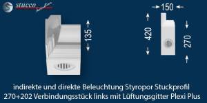 Verbindungsstück links mit Lüftung zur Leiste 270+202 PLEXI PLUS Verbindungsstück links mit Lüftung zur Leiste 270+202 PLEXI PLUS