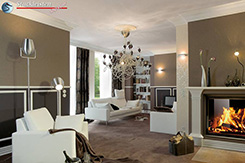 Wohnidee für ein klassisches Wohnzimmer mit Stuckleisten